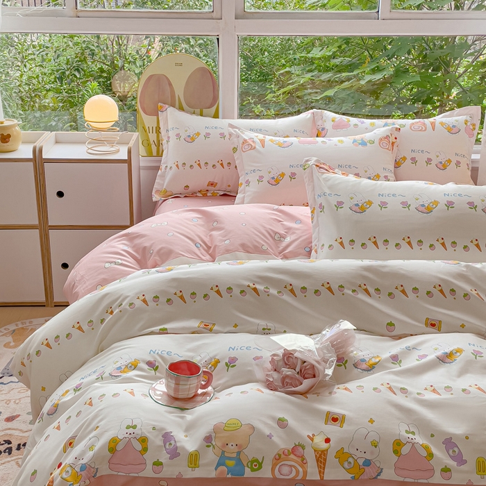 91家纺网 家纺一手货源 找家纺 2023-2024新款13070全棉好卖花型套件系列-单被套 糖水日记