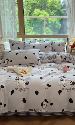 91家纺网 家纺一手货源 找家纺 2023-2024新款13070全棉好卖花型套件系列-四件套 小可爱