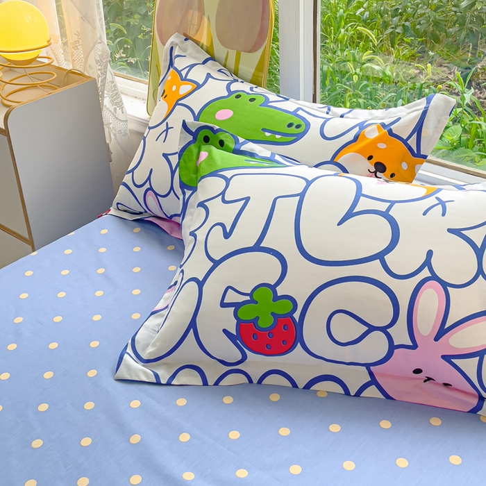 91家纺网 家纺一手货源 找家纺 2023-2024新款13070全棉好卖花型套件系列-单枕套 字母派对