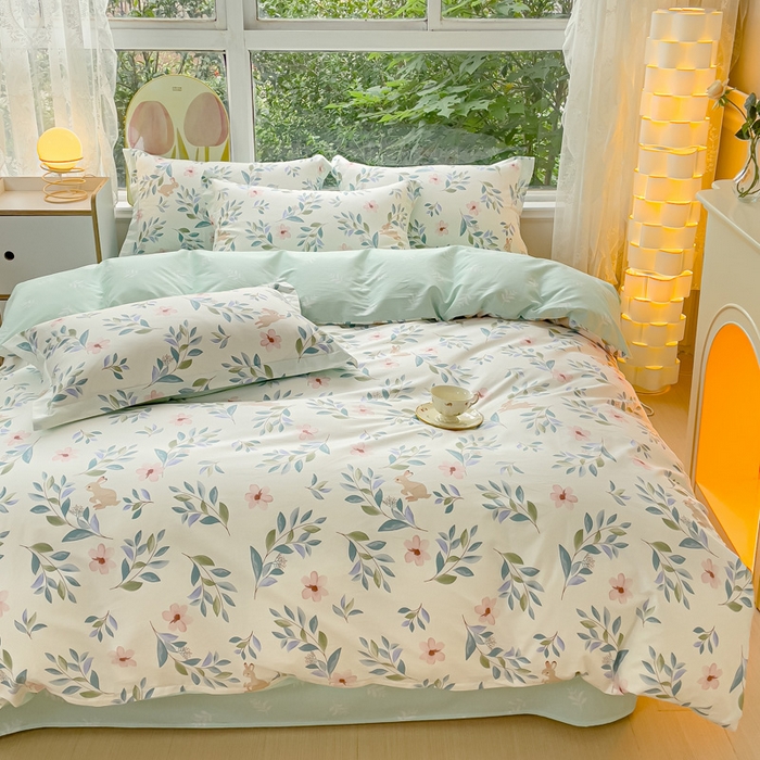 91家纺网 家纺一手货源 找家纺 2023-2024新款13070全棉好卖花型套件系列-四件套 莫妮卡