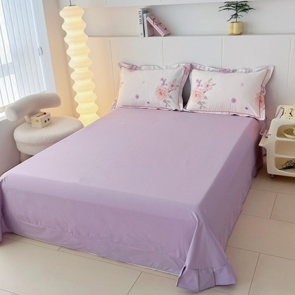 2025新款13376宽幅全棉印花单床单系列可定制 长相思-紫