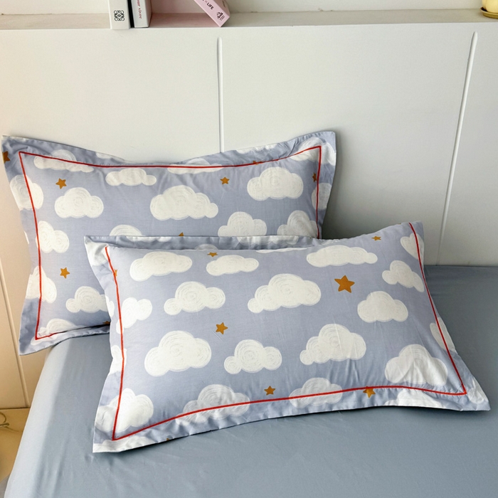 91家纺网 家纺一手货源 找家纺 2025新款13376宽幅全棉印花单枕套系列（有单品可定制） 踏浪-蓝