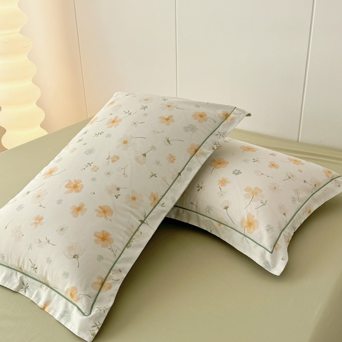 91家纺网 家纺一手货源 找家纺 2025新款13376宽幅全棉印花单枕套系列（有单品可定制） 花仙子-黄