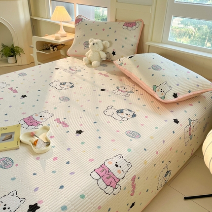 91家纺网 家纺一手货源 找家纺 （总）（买家秀爆款花色不断货）A类母婴级纯棉床盖三件套全棉床盖三件套夹棉床盖三件套榻榻米纯棉床单炕盖三件套