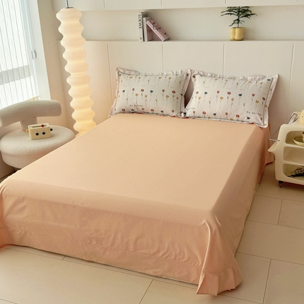 2025新款13376宽幅全棉印花单床单系列可定制 蝶恋花-米