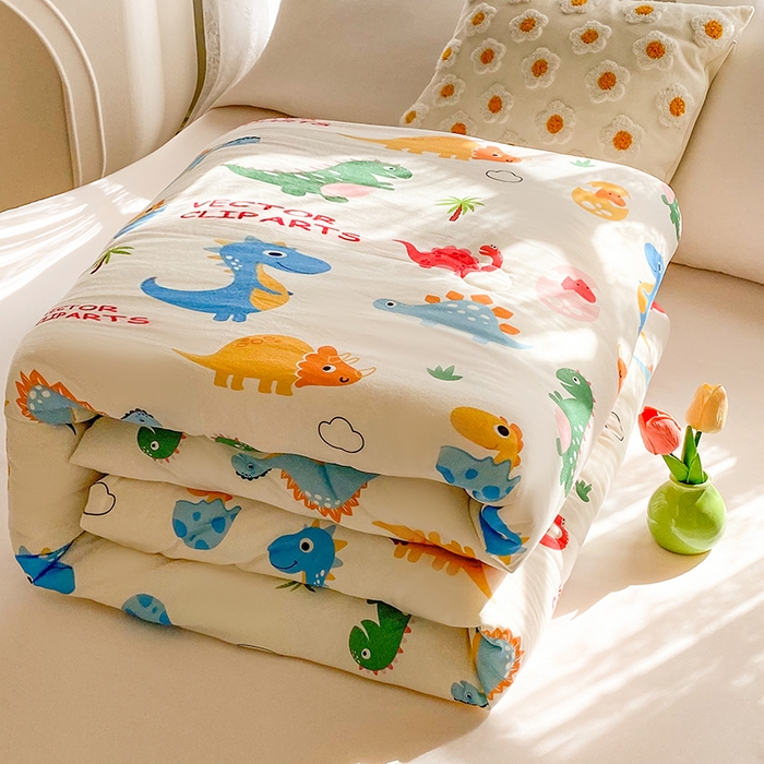 91家纺网 家纺一手货源 找家纺 （有买家秀不断货）A类母婴级宝宝被子豆豆绒牛奶针织棉被子儿童豆豆被大豆被春秋被秋冬被婴童被夏被夏凉被 牛奶针织被-恐龙萌游记