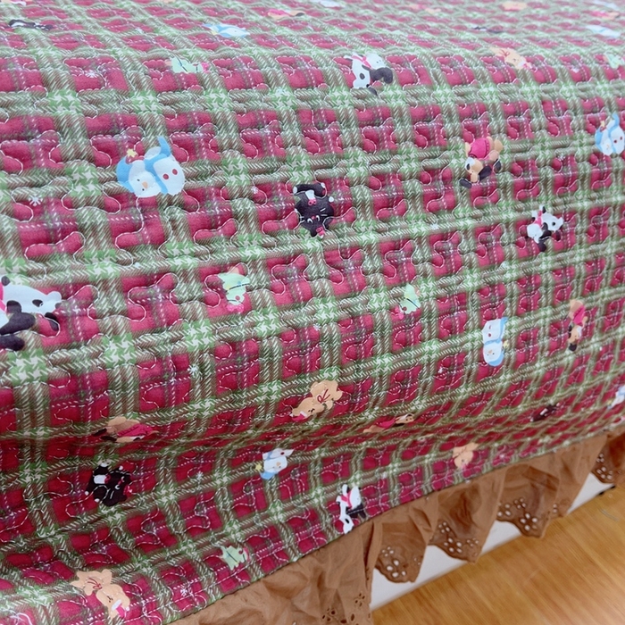 91家纺网 家纺一手货源 找家纺 暖居 2024新款纯棉绗缝夹棉榻榻米支持定制防滑全棉印花小碎花农村大炕盖三件套系列 玛奇朵圣诞