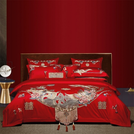 91家纺网 家纺一手货源 找家纺 （总）高大尚婚庆馆 2025春夏新款双股长绒棉提花四件套-尊享系列