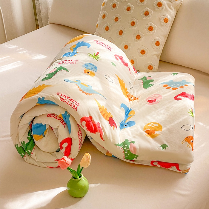 91家纺网 家纺一手货源 找家纺 （有买家秀不断货）A类母婴级宝宝被子豆豆绒牛奶针织棉被子儿童豆豆被大豆被春秋被秋冬被婴童被夏被夏凉被 牛奶针织被-恐龙萌游记