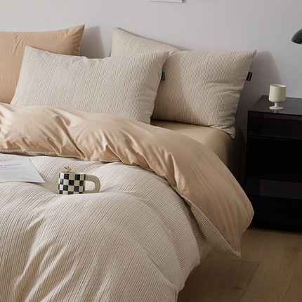 91家纺网 家纺一手货源 找家纺 （总）2025新款A类全棉水洗色织立体提花纯棉四件套