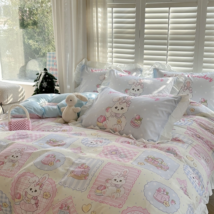 91家纺网 家纺一手货源 找家纺 2025新款洛丽塔全棉花边四件套 甜心公主