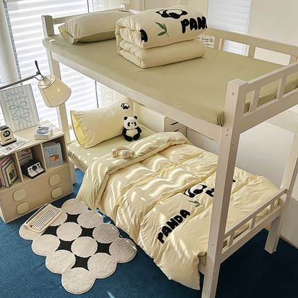 91家纺网 家纺一手货源 找家纺 （总）学生季单人床软糯糯可以裸睡的超柔亲肤纯色混搭熊猫系列毛巾绣水洗m四件套