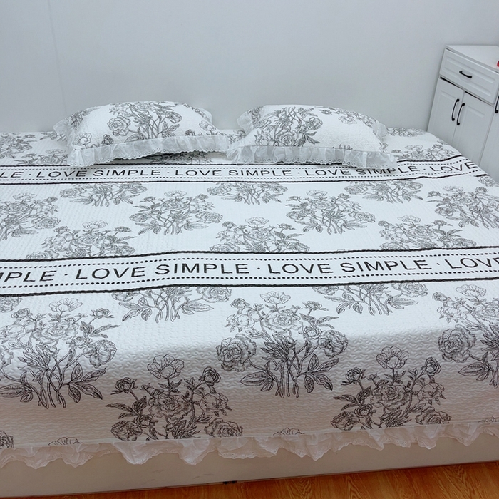 91家纺网 家纺一手货源 找家纺 暖居 2024新款纯棉绗缝夹棉榻榻米支持定制防滑全棉印花小碎花农村大炕盖三件套系列 晨暮间