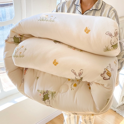 91家纺网 家纺一手货源 找家纺 （有买家秀不断货）A类母婴级宝宝被子豆豆绒牛奶针织棉被子儿童豆豆被大豆被春秋被秋冬被婴童被夏被夏凉被 牛奶针织被-花丛小兔