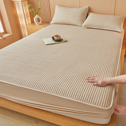 91家纺网 家纺一手货源 找家纺 雅萱家纺 2025新款A类亲肤简约款大豆床笠 浅卡其-床笠