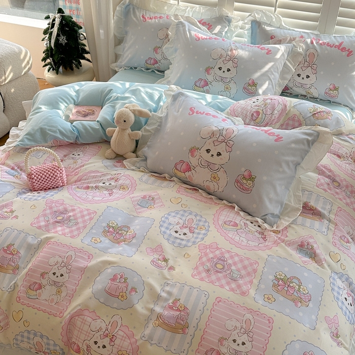 91家纺网 家纺一手货源 找家纺 2025新款洛丽塔全棉花边四件套 甜心公主