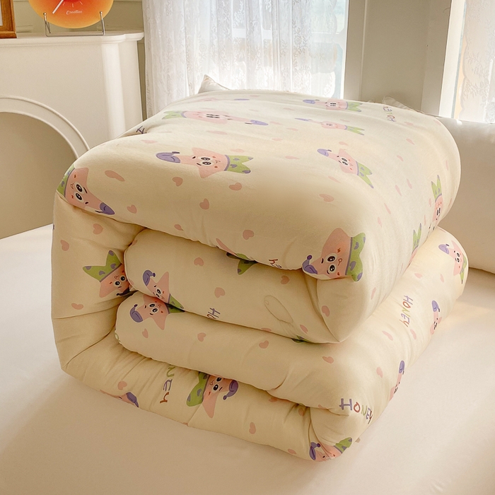 91家纺网 家纺一手货源 找家纺 （有买家秀不断货）A类母婴级宝宝被子豆豆绒牛奶针织棉被子儿童豆豆被大豆被春秋被秋冬被婴童被夏被夏凉被 牛奶针织被-快乐海星（豆豆绒）