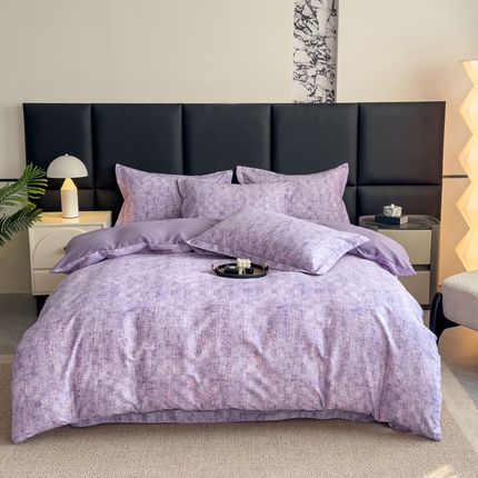 91家纺网 家纺一手货源 找家纺 优品阁 2024新款亲肤舒适全棉磨毛四件套学生三件套系列 嘉柏俪紫