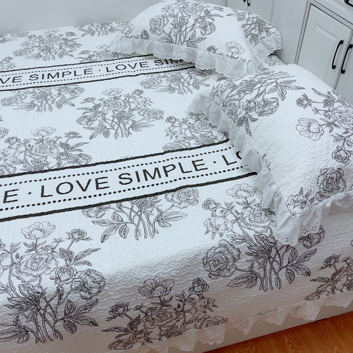 91家纺网 家纺一手货源 找家纺 暖居 2024新款纯棉绗缝夹棉榻榻米支持定制防滑全棉印花小碎花农村大炕盖三件套系列 晨暮间