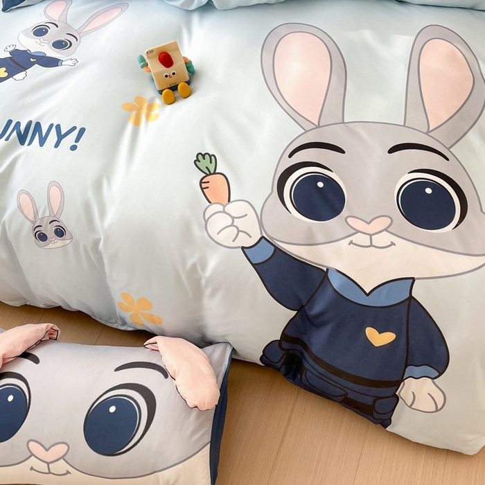 91家纺网 家纺一手货源 找家纺 海岛哥哥 2025新款超柔云朵棉大耳朵系列四件套 大耳朵-兔子警长