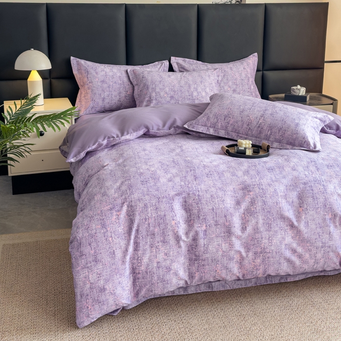 91家纺网 家纺一手货源 找家纺 优品阁 2024新款亲肤舒适全棉磨毛四件套学生三件套系列 嘉柏俪紫