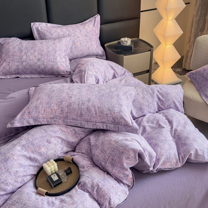 91家纺网 家纺一手货源 找家纺 优品阁 2024新款亲肤舒适全棉磨毛四件套学生三件套系列 嘉柏俪紫