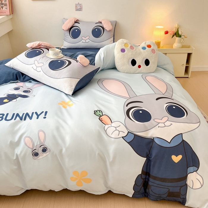 91家纺网 家纺一手货源 找家纺 海岛哥哥 2025新款超柔云朵棉大耳朵系列四件套 大耳朵-兔子警长