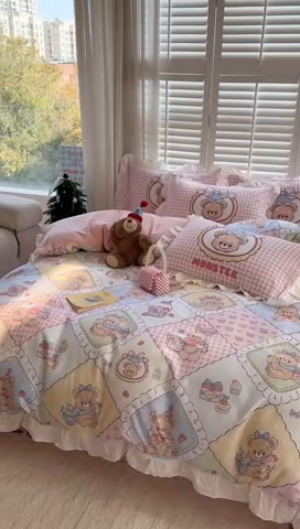 91家纺网 家纺一手货源 找家纺 2025新款洛丽塔全棉花边四件套 玩趣乐园