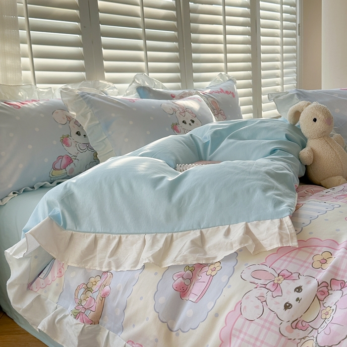 91家纺网 家纺一手货源 找家纺 2025新款洛丽塔全棉花边四件套 甜心公主