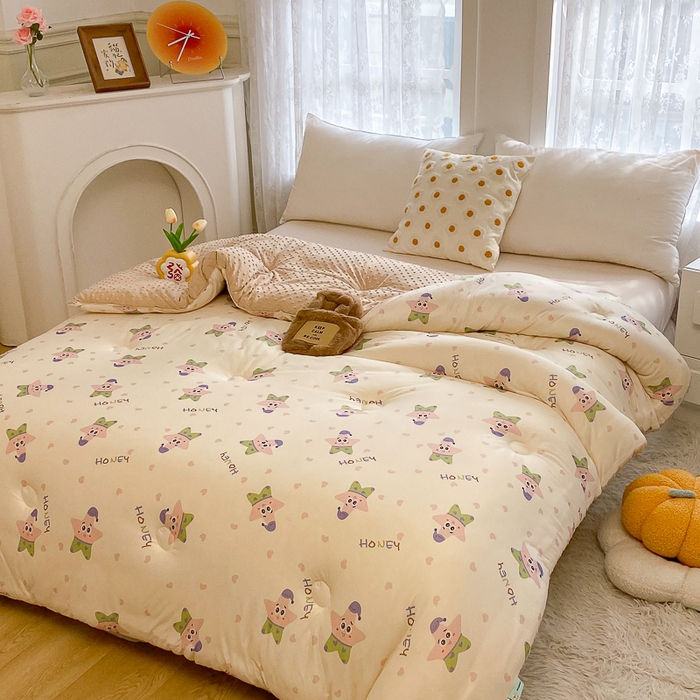 91家纺网 家纺一手货源 找家纺 （有买家秀不断货）A类母婴级宝宝被子豆豆绒牛奶针织棉被子儿童豆豆被大豆被春秋被秋冬被婴童被夏被夏凉被 牛奶针织被-快乐海星（豆豆绒）