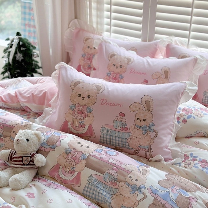 91家纺网 家纺一手货源 找家纺 2025新款洛丽塔全棉花边四件套 派对伙伴