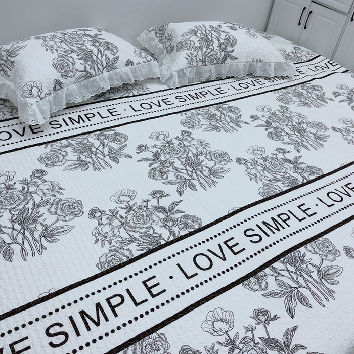 91家纺网 家纺一手货源 找家纺 暖居 2024新款纯棉绗缝夹棉榻榻米支持定制防滑全棉印花小碎花农村大炕盖三件套系列 晨暮间