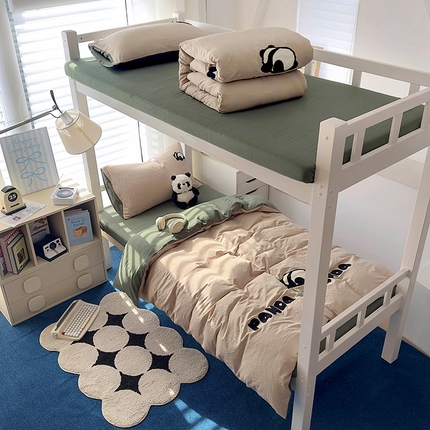 91家纺网 家纺一手货源 找家纺 （总）学生季单人床软糯糯可以裸睡的超柔亲肤纯色混搭熊猫系列毛巾绣水洗m四件套