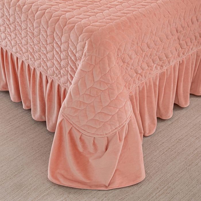 91家纺网 家纺一手货源 找家纺 畅畅家纺 2025新款12斤加厚冬季轻奢款230克全消光立体雕花牛奶绒夹棉床盖四件套 轻奢花语-橘色