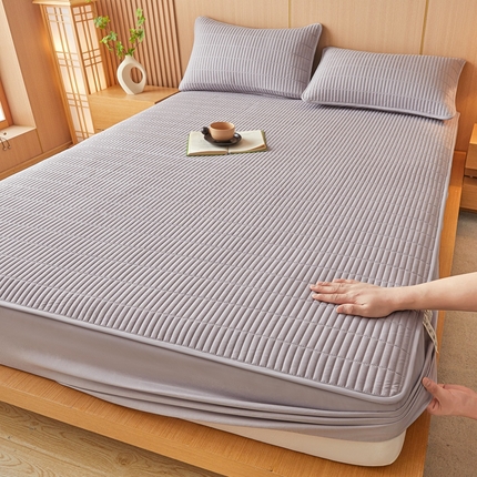 91家纺网 家纺一手货源 找家纺 雅萱家纺 2025新款A类亲肤简约款大豆床笠 时尚灰-床笠