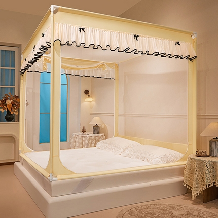 91家纺网 家纺一手货源 找家纺 （总）富莱星蚊帐 2025新款法式浪漫方顶防摔坐床蚊帐