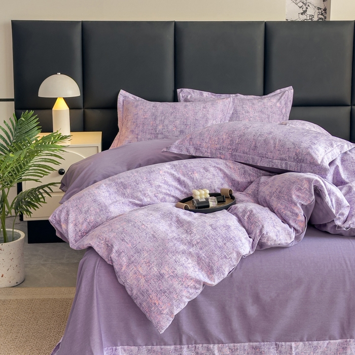 91家纺网 家纺一手货源 找家纺 优品阁 2024新款亲肤舒适全棉磨毛四件套学生三件套系列 嘉柏俪紫