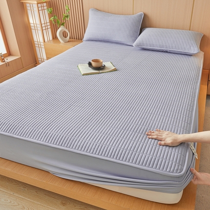 91家纺网 家纺一手货源 找家纺 雅萱家纺 2025新款A类亲肤简约款大豆床笠 宝石蓝-床笠