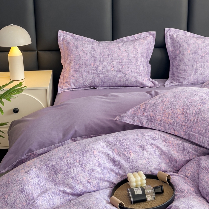 91家纺网 家纺一手货源 找家纺 优品阁 2024新款亲肤舒适全棉磨毛四件套学生三件套系列 嘉柏俪紫