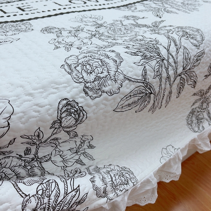 91家纺网 家纺一手货源 找家纺 暖居 2024新款纯棉绗缝夹棉榻榻米支持定制防滑全棉印花小碎花农村大炕盖三件套系列 晨暮间