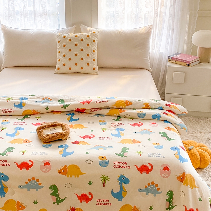 91家纺网 家纺一手货源 找家纺 （有买家秀不断货）A类母婴级宝宝被子豆豆绒牛奶针织棉被子儿童豆豆被大豆被春秋被秋冬被婴童被夏被夏凉被 牛奶针织被-恐龙萌游记