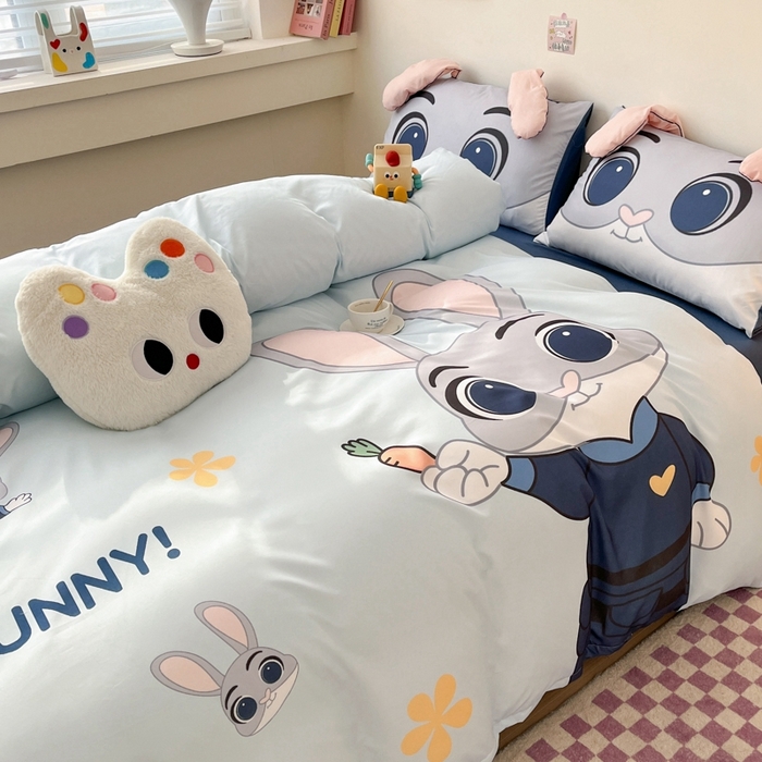 91家纺网 家纺一手货源 找家纺 海岛哥哥 2025新款超柔云朵棉大耳朵系列四件套 大耳朵-兔子警长