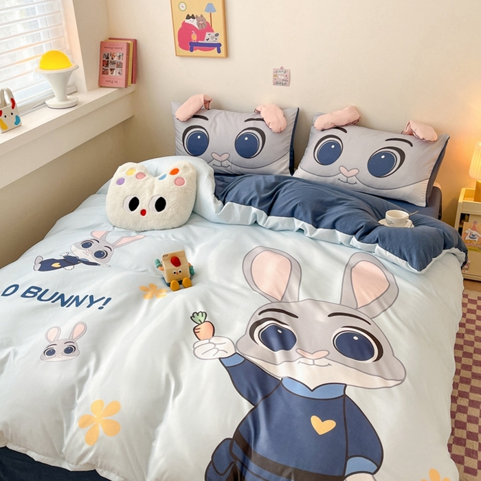 91家纺网 家纺一手货源 找家纺 海岛哥哥 2025新款超柔云朵棉大耳朵系列四件套 大耳朵-兔子警长