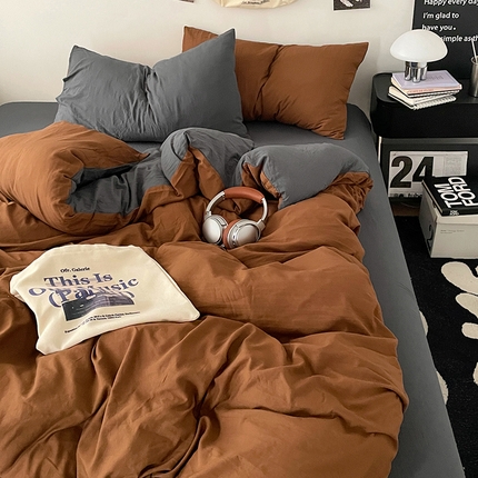 91家纺网 家纺一手货源 找家纺 （总）优承佳生活馆 2025新款ins风纯色水洗m四件套