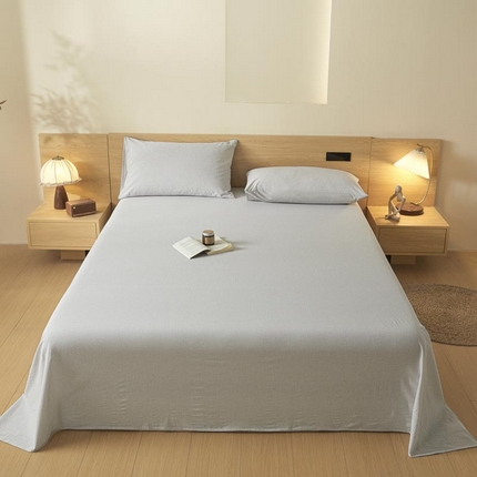 91家纺网 家纺一手货源 找家纺 ab家纺 2025新款简约色织水洗棉床单 可颂-灰