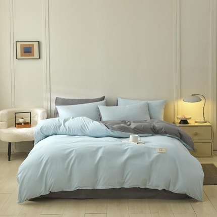 91家纺网 家纺一手货源 找家纺 （总）ab家纺 2025新款色织全棉40支水洗棉四件套--双拼第二组