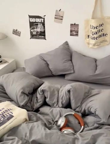 91家纺网 家纺一手货源 找家纺 优承佳生活馆 2025新款ins风纯色水洗m四件套 流光灰