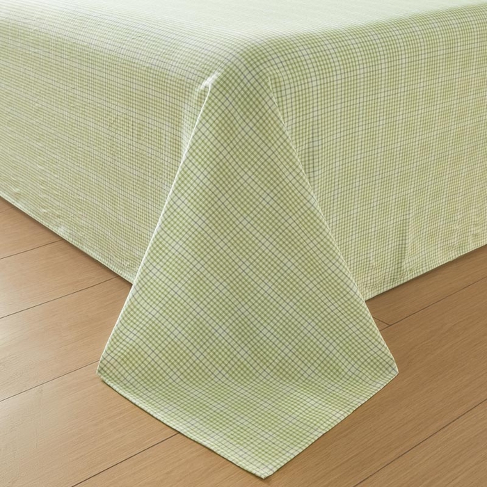 91家纺网 家纺一手货源 找家纺 ab家纺 2025新款简约色织水洗棉床单 可颂-绿