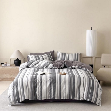 （总）ab家纺 2024新款色织全棉40支水洗棉条纹四件套 