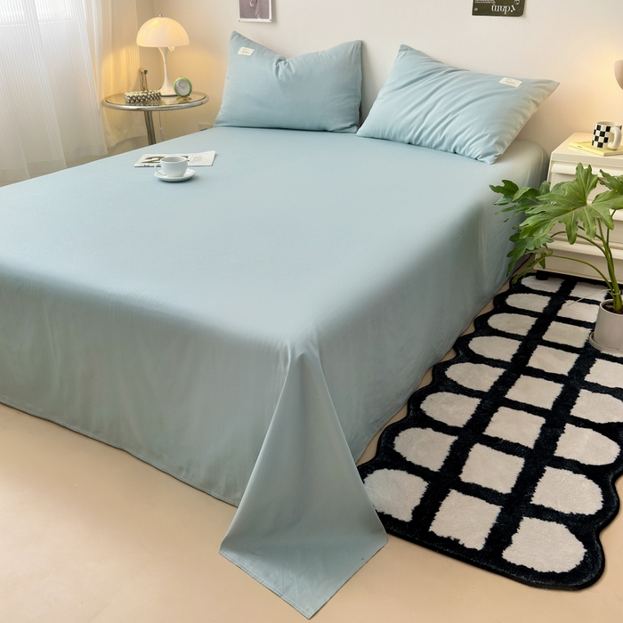 91家纺网 家纺一手货源 找家纺 曼之夏  2025新款全棉纯色单床单系列 水兰